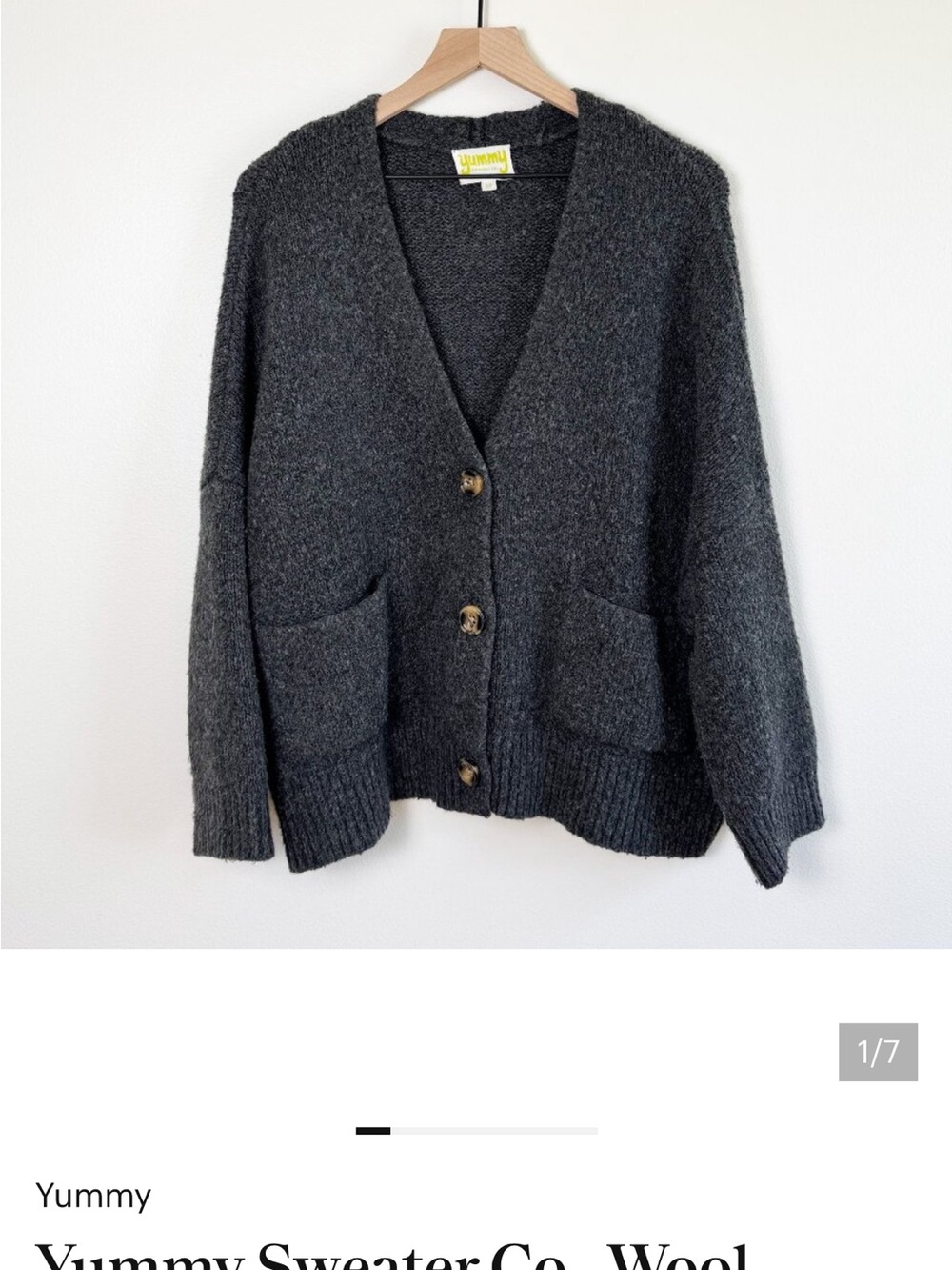 Yummy Dark Gray V-Neck Button Front Cardigan